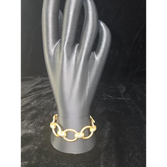 Julie Vos 24K Gold Plated Alligator Large Link Bracelet + Pouch NWOT - MSRP=$235 - Picture 3 of 7